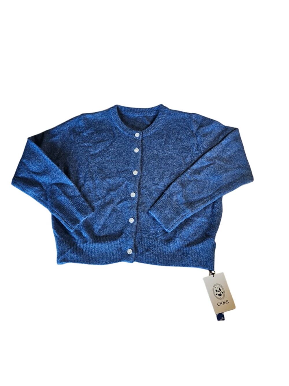 Cider Women's Cornflower Sky Blue Button-up Cardigan Sweater 0X/12 Wool Mix Top